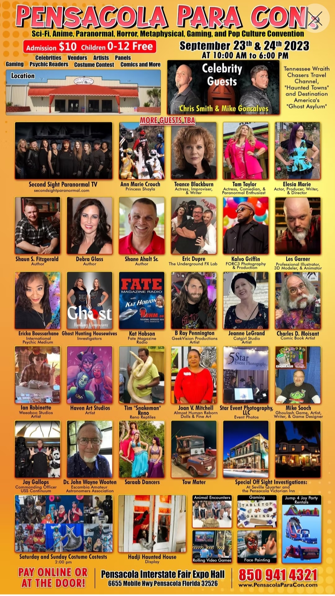 Pensacola Para Con 2023 convention poster featuring Ericka Boussarhane, International Psychic Medium