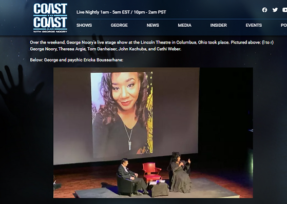Ericka Boussarhane featured on Coast to Coast AM with George Noory
