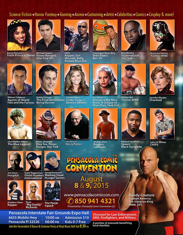 Pensacola Comic Convention 2015 guest lineup poster
