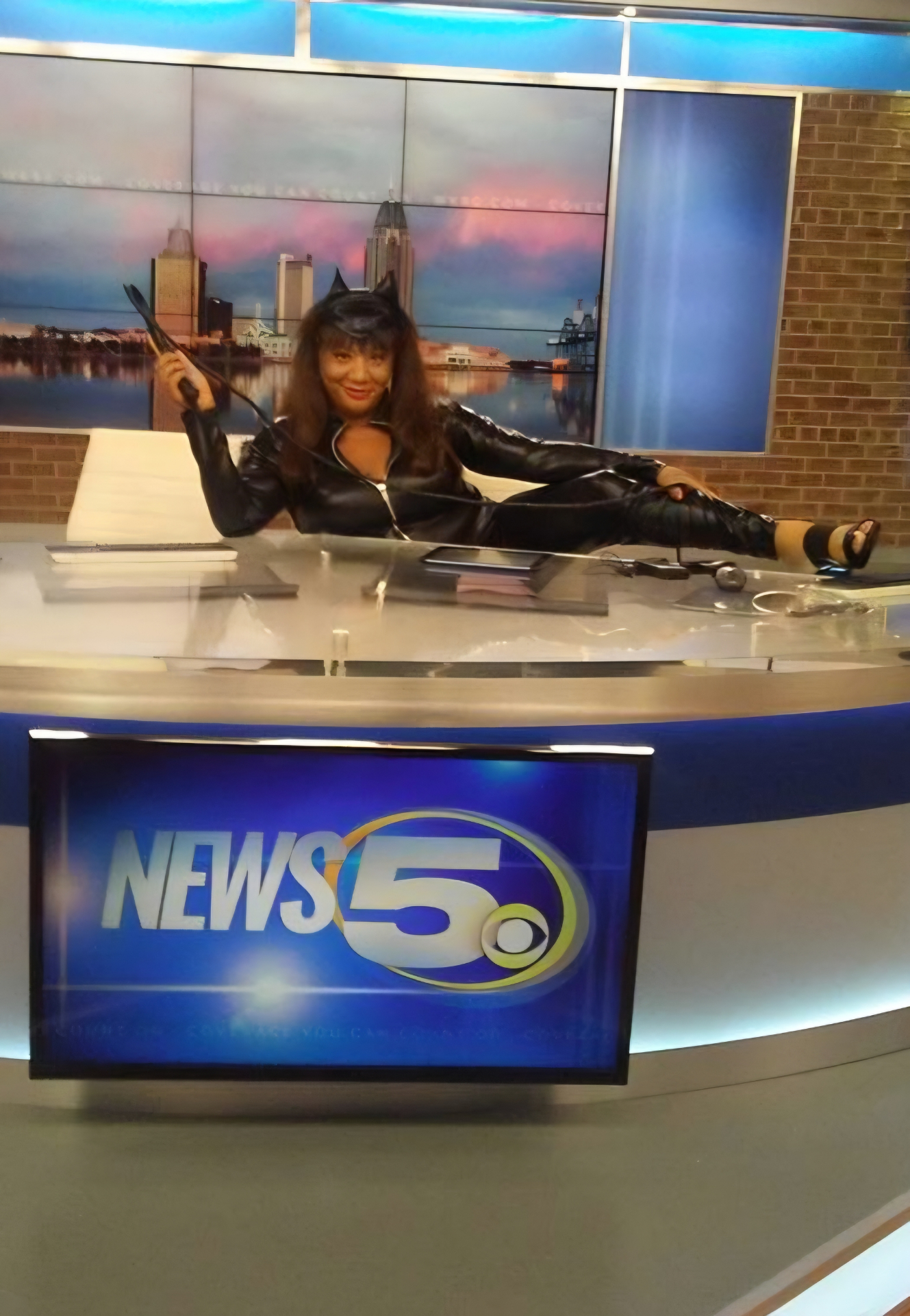 Ericka Boussarhane on a News 5 television news set